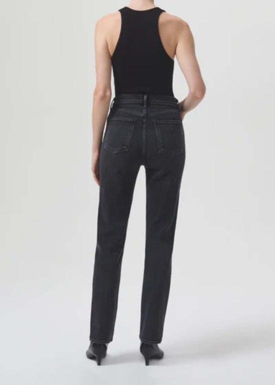  에이골디 데님 팬츠 Agolde 하이라이즈 스토브파이프 진스 메탈 - AGOLDE