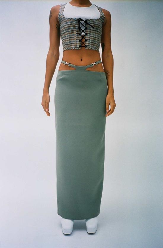  패리스 조지아 롱 스커트 파리 조지아 프리다 스커트 카키 - PARIS GEORGIA