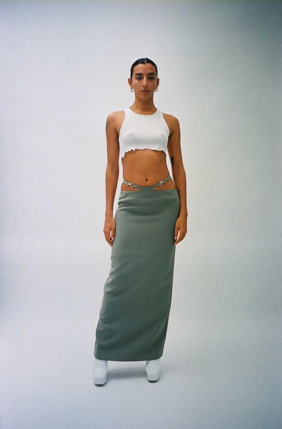  패리스 조지아 롱 스커트 파리 조지아 프리다 스커트 카키 - PARIS GEORGIA