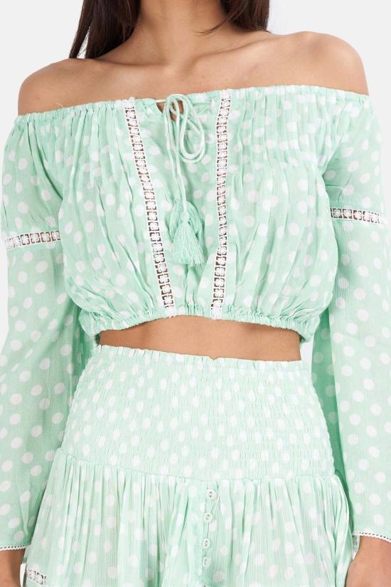  선데이 세인트 트로페즈 민소매 티셔츠 선데이 생트로페 반돌 도트탑 알몬드 - SUNDAY SAINT-TROPEZ