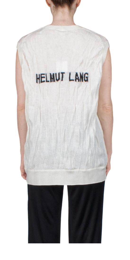  헬무트랭 반팔 티셔츠 헬무트 랭 슬리브리스 크러쉬드 니트 탑 - HELMUT LANG