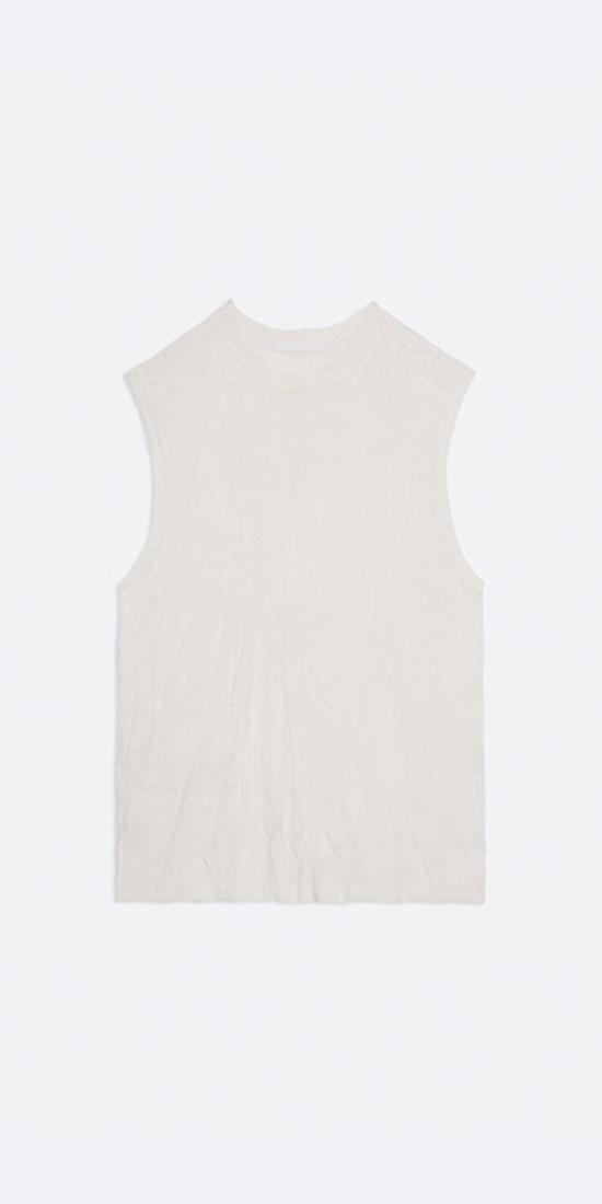  헬무트랭 반팔 티셔츠 헬무트 랭 슬리브리스 크러쉬드 니트 탑 - HELMUT LANG