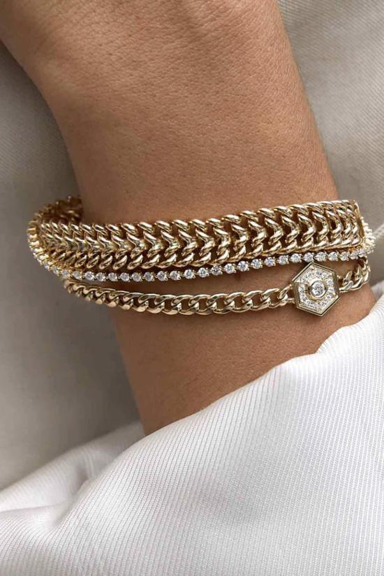  Zoe Chicco 팔찌 조이 치코 육각형 헤일로 브레이슬릿 옐로우 골드 - ZOE CHICCO