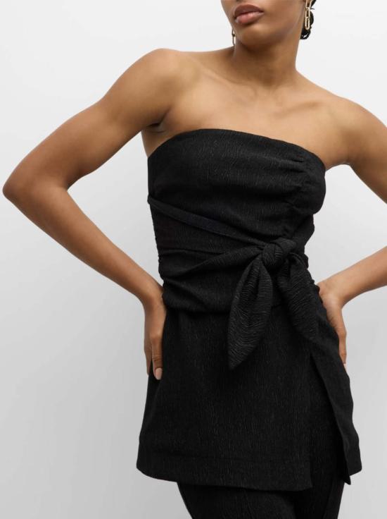  가니 민소매 티셔츠 스트랩리스 스트레치 크레이프 탑 - GANNI