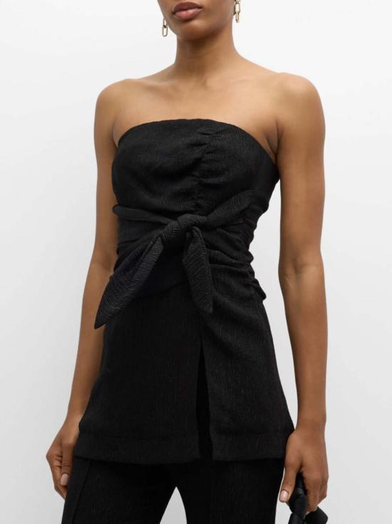  가니 민소매 티셔츠 스트랩리스 스트레치 크레이프 탑 - GANNI