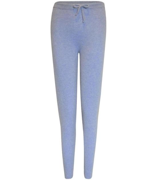  매디슨 메종 스트레이트 팬츠 골드 라미네이티드 밴드 캐시미어 팬츠 스카이 블루 - MADISON MAISON