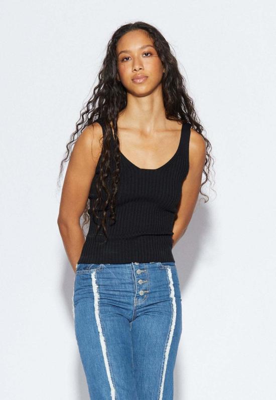  The Knotty Ones 민소매 티셔츠 더 노티 원스 업 니트 탱크 블랙 - OTHER BRANDS