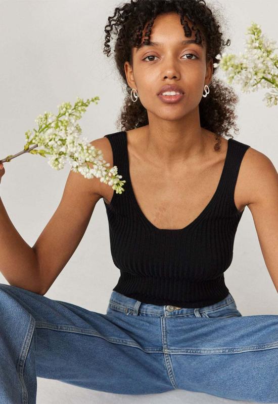  The Knotty Ones 민소매 티셔츠 더 노티 원스 업 니트 탱크 블랙 - OTHER BRANDS