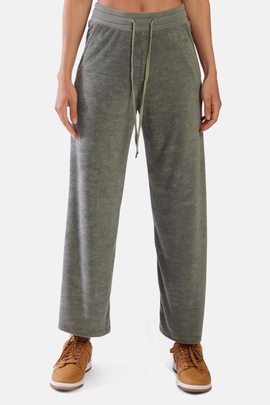  블루&크림 스트레이트 팬츠 트위기 와이드 레그 팬츠 카키