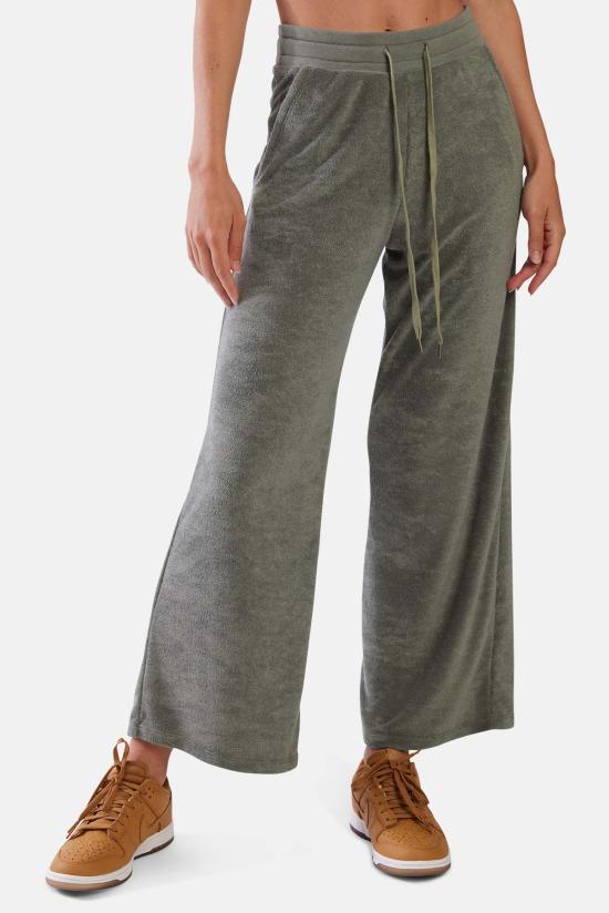  블루&크림 스트레이트 팬츠 트위기 와이드 레그 팬츠 카키 - BLUE&CREAM