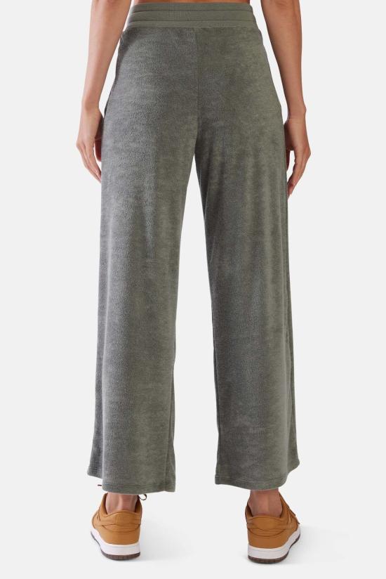  블루&크림 스트레이트 팬츠 트위기 와이드 레그 팬츠 카키 - BLUE&CREAM