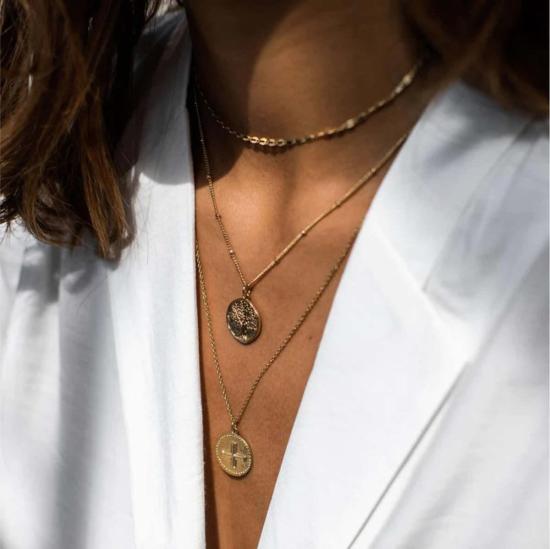  아가페 목걸이/팬던트 이시도르 초커 메탈릭 - AGAPE