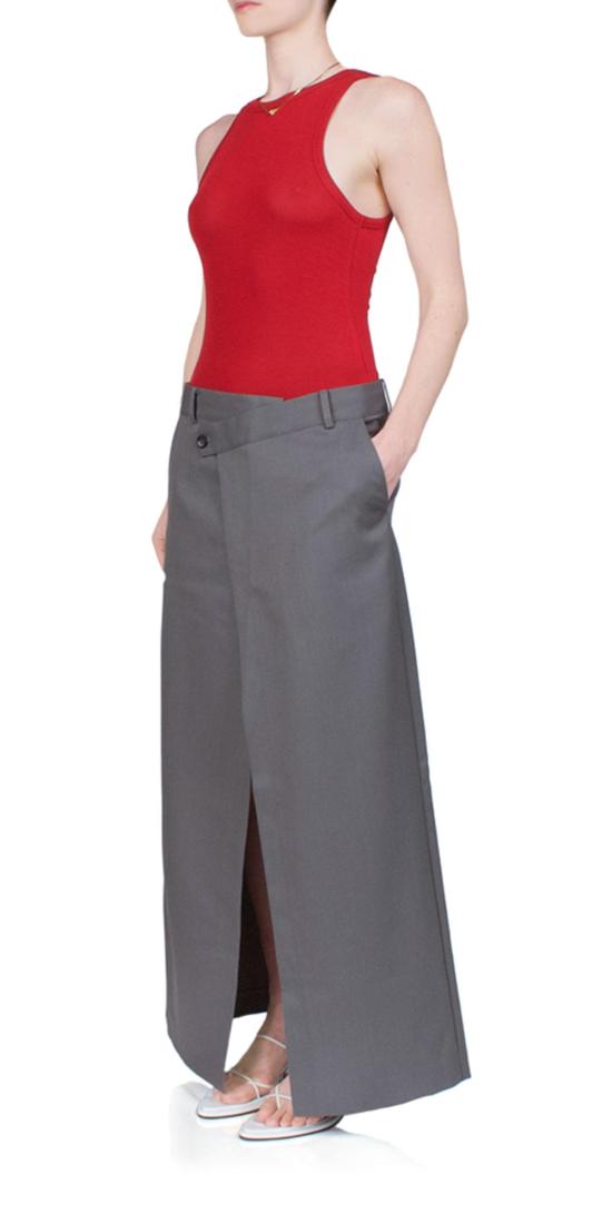  세인트아그니 롱 스커트 세인트 아그니 디컨스트럭티드 웨이스트 맥시 스커트 퓨터 그레이 - ST.AGNI