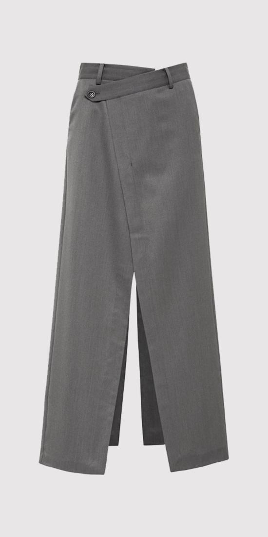  세인트아그니 롱 스커트 세인트 아그니 디컨스트럭티드 웨이스트 맥시 스커트 퓨터 그레이 - ST.AGNI