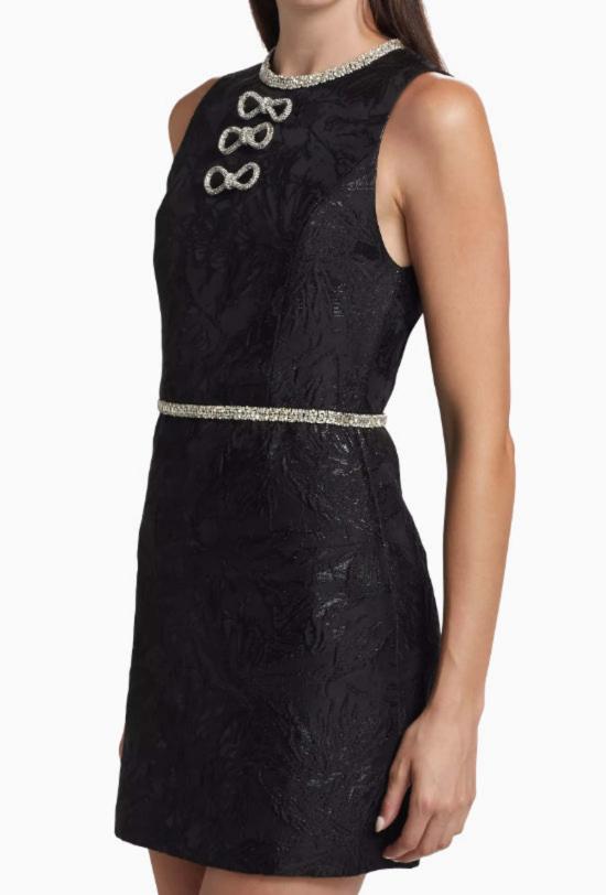  앨리스 앤 올리비아 숏 원피스 앨리스 + 올리비아 엘리스 장식 크루넥 슬리브리스 미니 드레스 블랙 - ALICE & OLIVIA