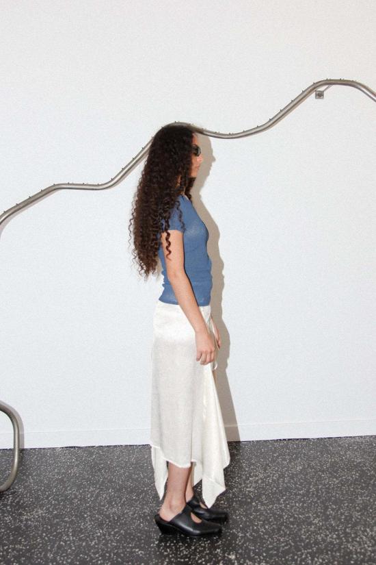  케이코 반팔 티셔츠 Kk Co 거즈 러칭 티 네이비 - KKCO