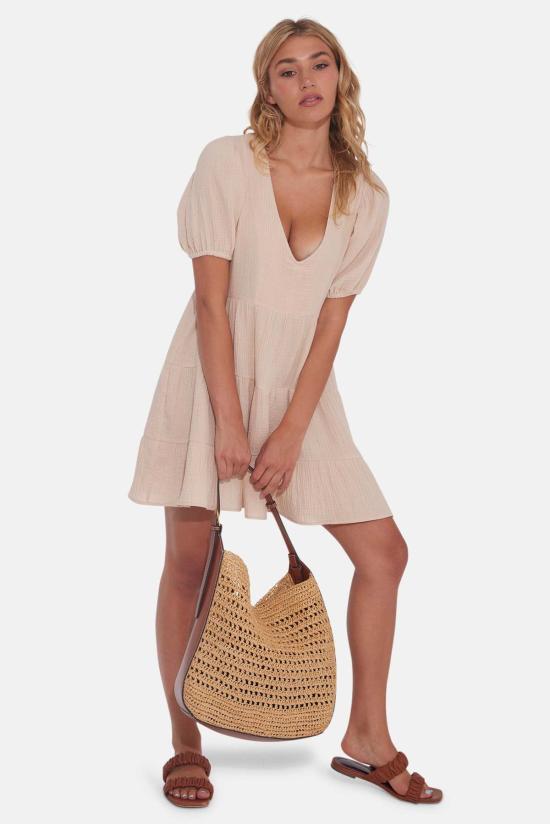  더 타일 클럽 숏 원피스 타일클럽 라라거즈 티어드드레스 내추럴 - THE TILE CLUB