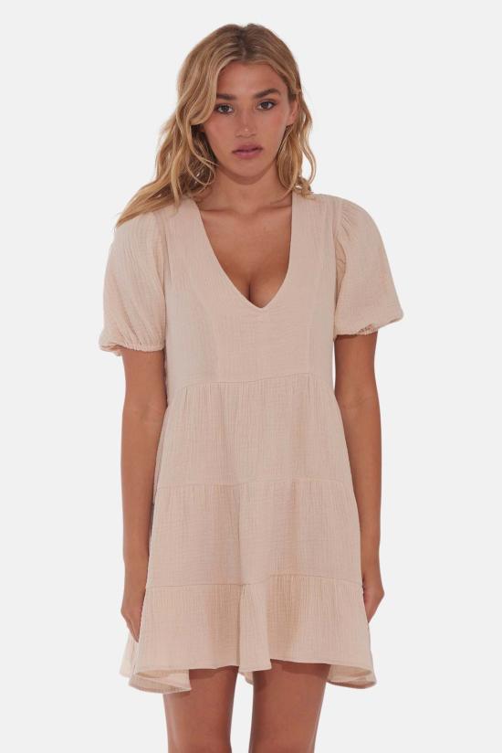  더 타일 클럽 숏 원피스 타일클럽 라라거즈 티어드드레스 내추럴