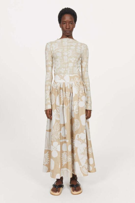  로데브예 롱 스커트 Rodebjer Tameoo 프린트 스커트 리넨 - RODEBJER