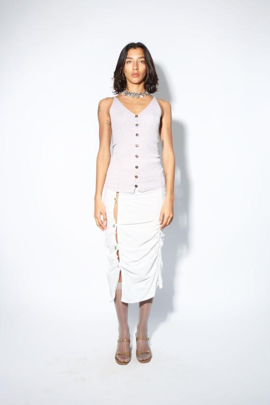  루실 티에브르 미디 스커트 쉬어 릴리 스커트 화이트 - LUCILLE THIEVRE