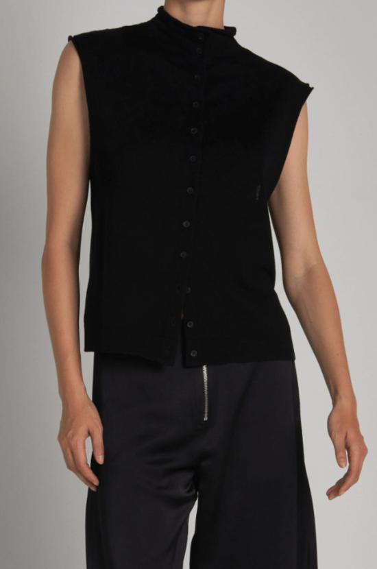  세인트 아트 터틀넥 브룩 슬리브리스 스웨터 탑 블랙 - SAINT ART