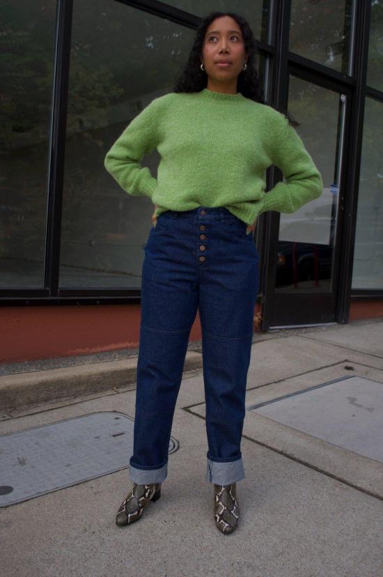  카린 데님 팬츠 칼린 원톤 버튼 플라이 진