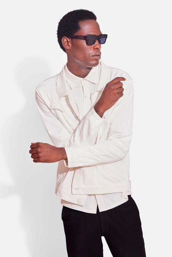  Blue&Cream 긴팔 셔츠 블루&크림 라이트 트러커 재킷 화이트 - BLUE&CREAM