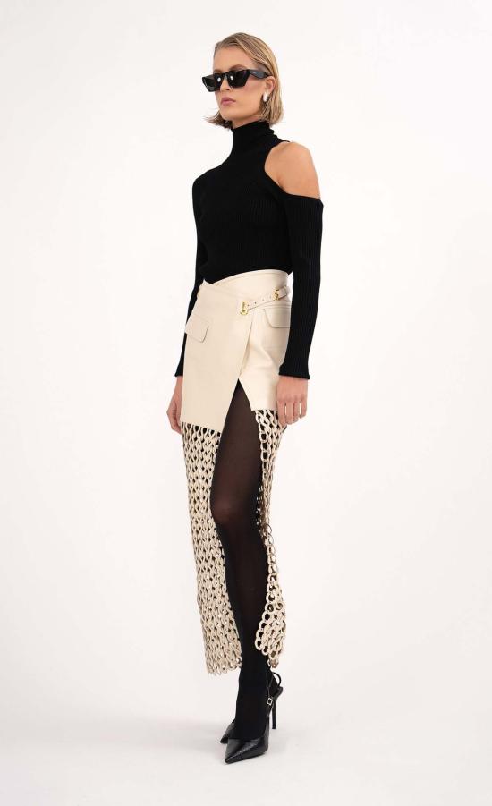  논살란트 레이블 미디 스커트 논샬란트 라벨 칼란 스커트 크림 - NONCHALANT LABEL