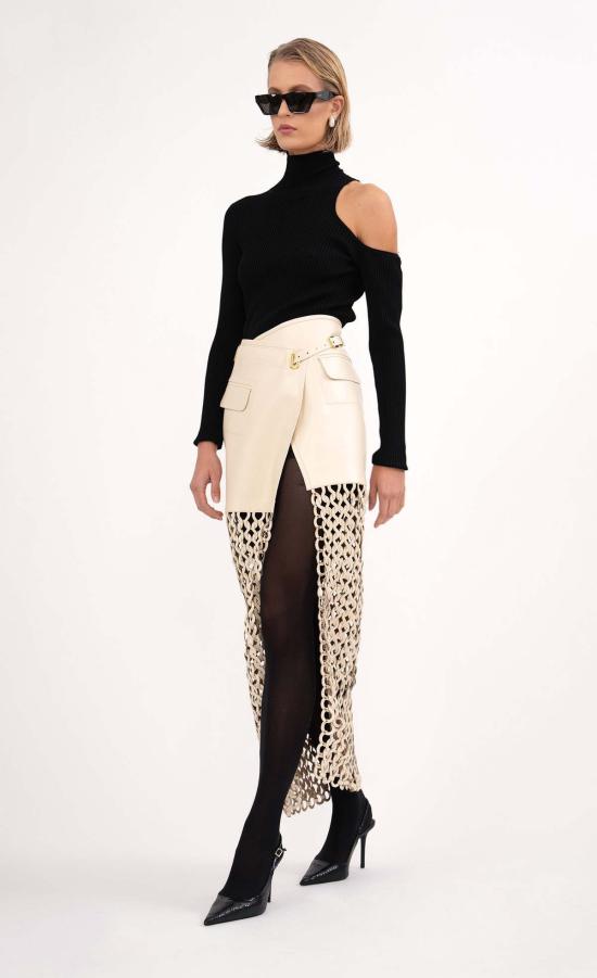  논살란트 레이블 미디 스커트 논샬란트 라벨 칼란 스커트 크림 - NONCHALANT LABEL