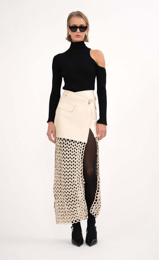  논살란트 레이블 미디 스커트 논샬란트 라벨 칼란 스커트 크림 - NONCHALANT LABEL