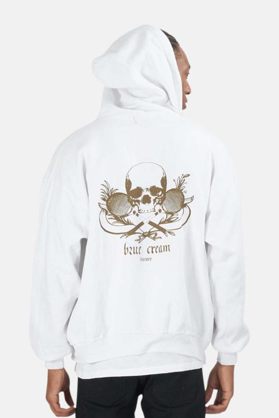  Blue&Cream 후드 티셔츠 블루&크림 앤 골드 스컬 후드 티셔츠 화이트 - BLUE&CREAM