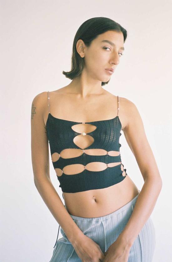  루이 민소매 티셔츠 보석 탱크 오닉스 - RUI