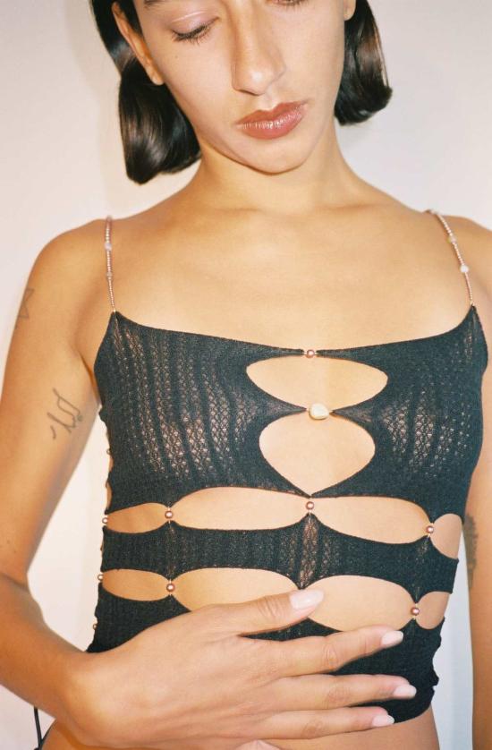  루이 민소매 티셔츠 보석 탱크 오닉스