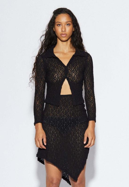  퍼머넌트 베케이션 가디건 임프레션 레이스 카디건 블랙