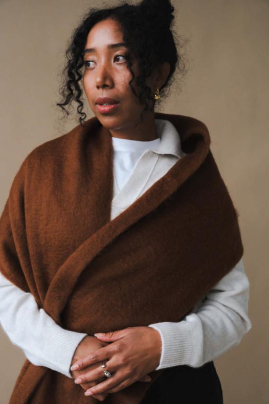  파이프앤로우 머플러/스카프 청키 솔리드 스카프 초콜릿 브라운