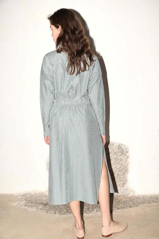  다두라 미디 스커트 다투라 유도 스커트 올리브 그린/화이트 스트라이프 - DATURA