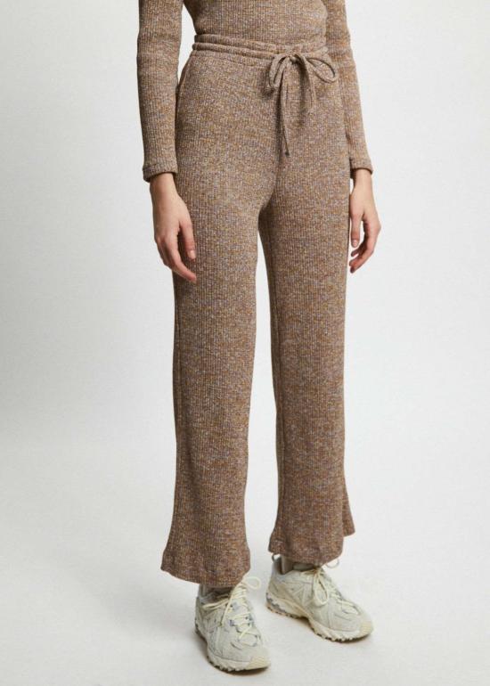  리타 크롭 팬츠 로우 엘버트 스트레이트 니트 팬츠 브라운