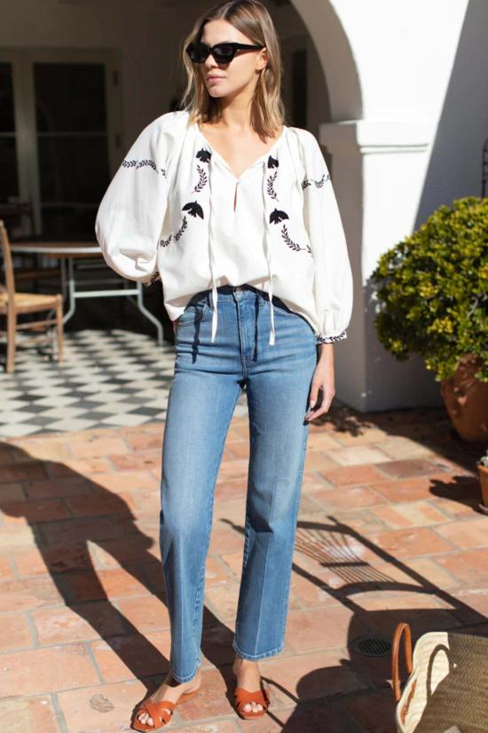  에머슨 프라이 블라우스 루시 도브 자수