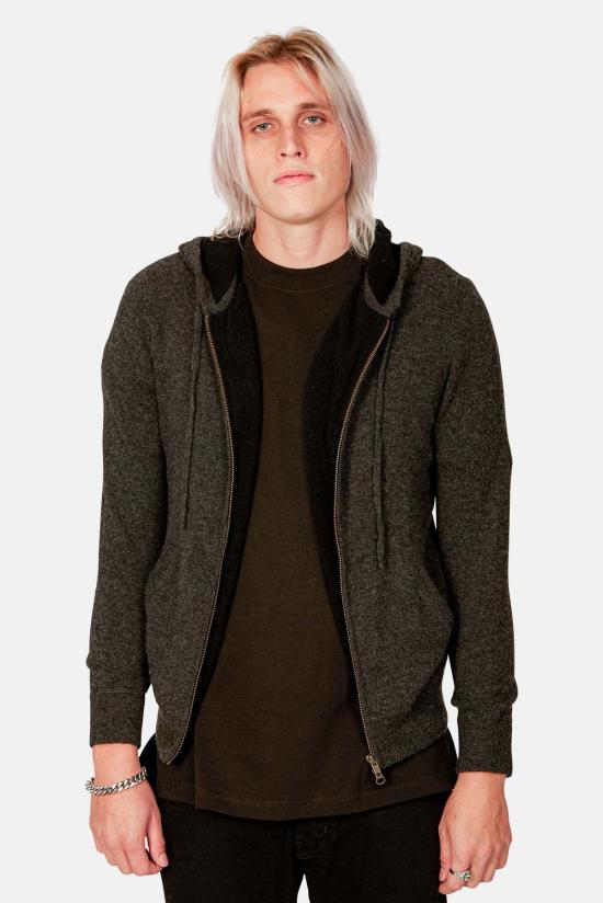  Blue&Cream 자켓 블루&크림 콘트라스트 페이싱 지퍼 후드 페퍼/블랙