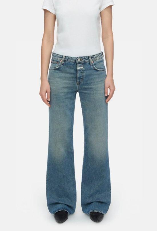  클로즈드 데님 팬츠 길란 미드 라이즈 스트레이트 레그 진 미드 블루 - CLOSED