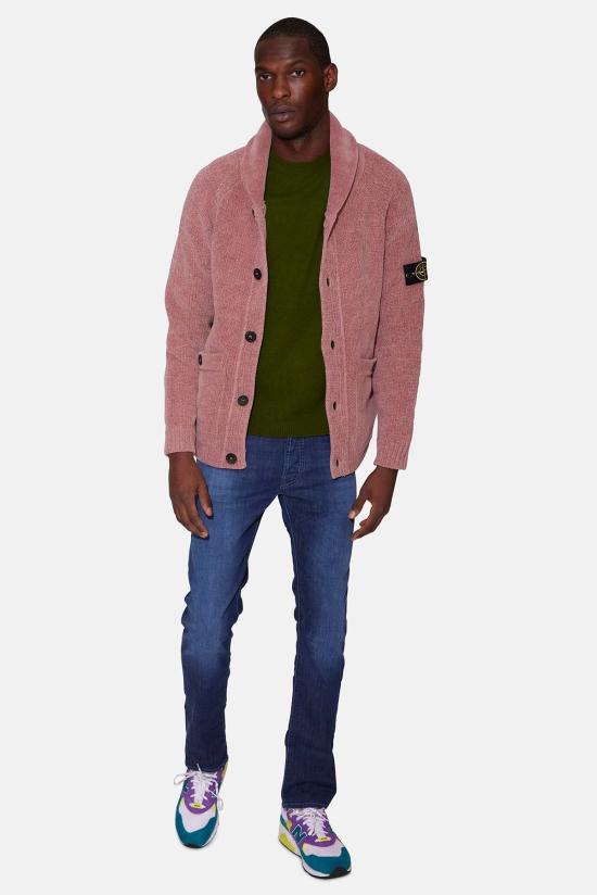  스톤 아일랜드 가디건 셰닐 카디건 핑크 쿼츠 - STONE ISLAND