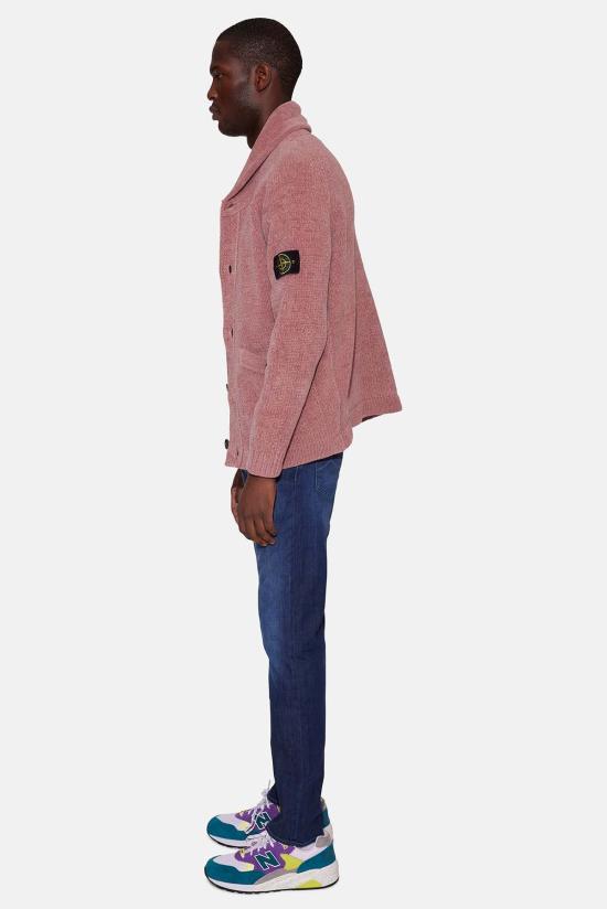  스톤 아일랜드 가디건 셰닐 카디건 핑크 쿼츠 - STONE ISLAND