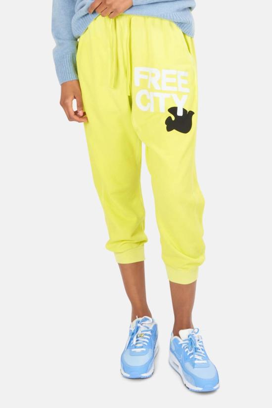  프리시티 스트레이트 팬츠 대형 로고 선페이드 스웨트팬츠 옐로우