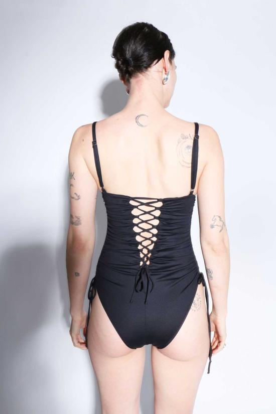  프리스카베라 원피스 수영복 레이스 러칭 원피스 블랙 - PRISCAVERA