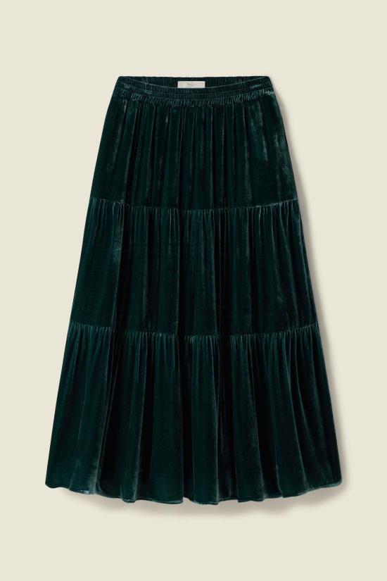  트로바타 미디 스커트 마케나 B 스커트 폰데로사 실크 벨벳 - TROVATA