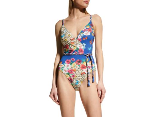  조니 와스 원피스 수영복 조니 워즈 브레이디드 랩 원피스 멀티컬러 - JOHNNY WAS