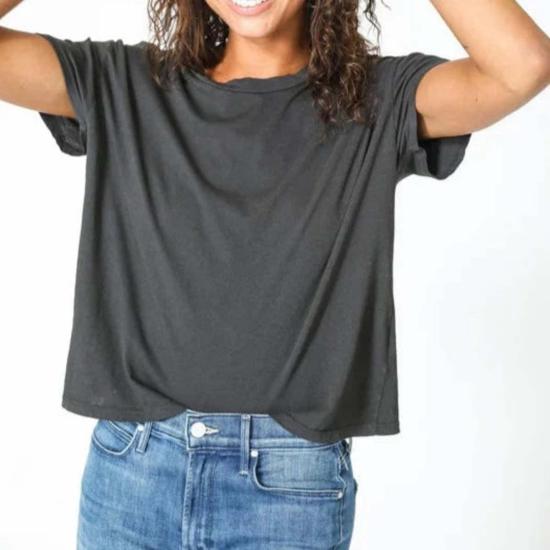  퍼펙트 화이트 티 반팔 티셔츠 할리 박스 크루 티 빈티지 블랙