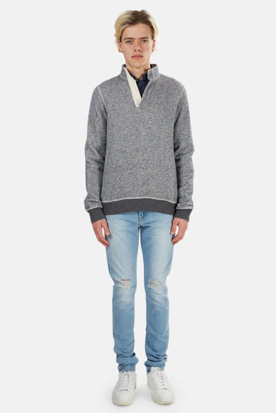  블루&크림 스웨터 팝 칼라 풀오버 네이비/차콜 - BLUE&CREAM