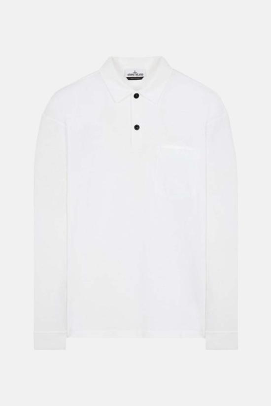  스톤 아일랜드 긴팔 티셔츠 가먼트 다이드 롱슬리브 폴로 화이트