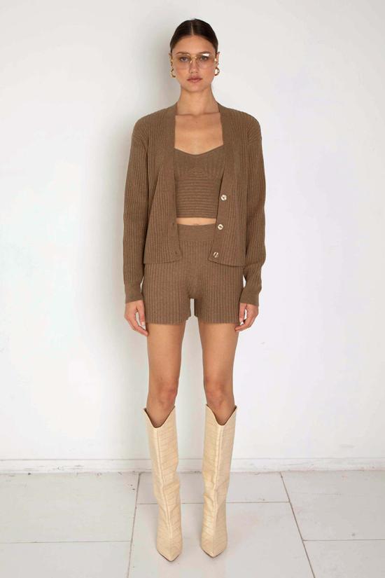  더레인지 숏팬츠 더 레인지 블렌디드 니트 반바지 탠라인 - THE RANGE